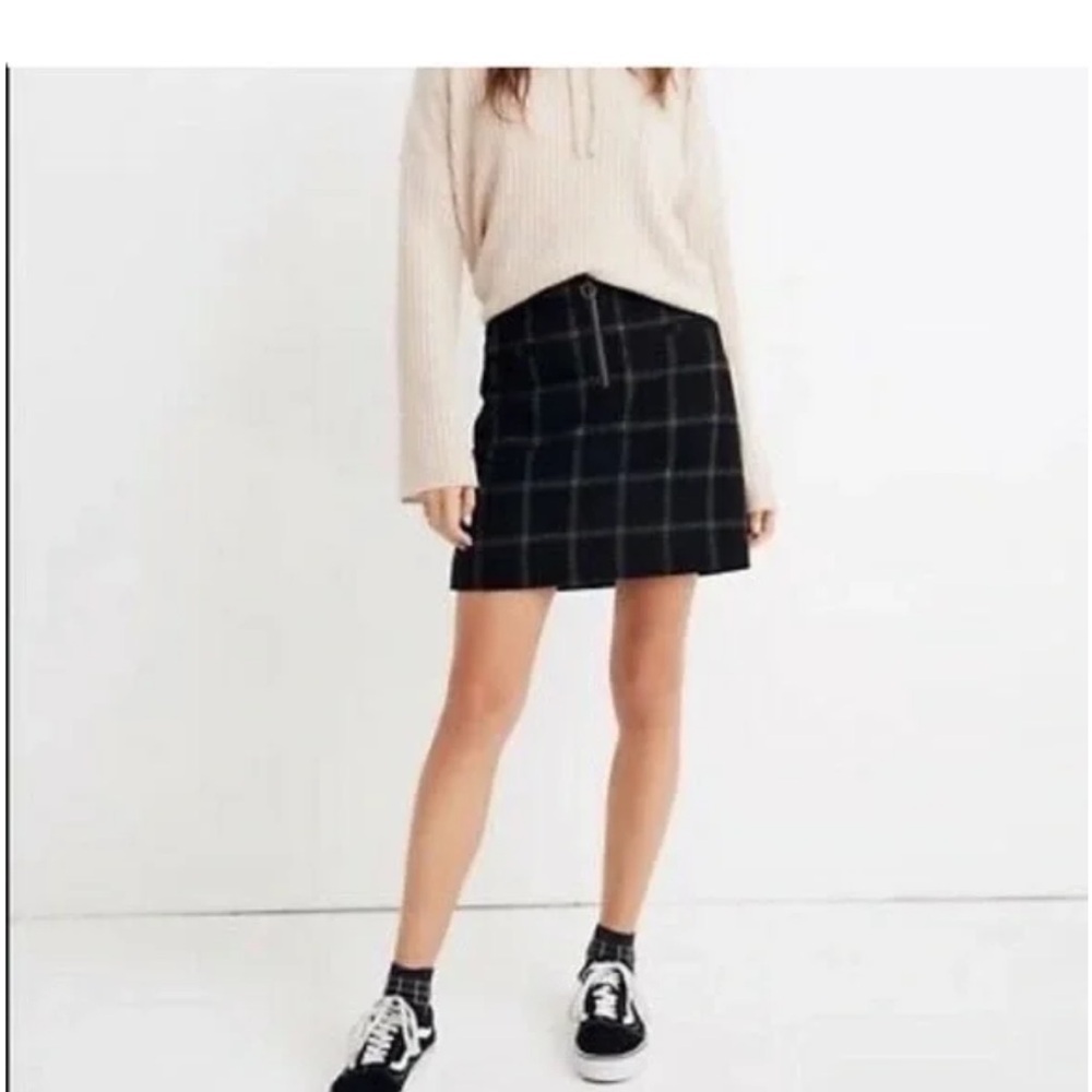 Madewell Black Plaid Women's Skirt with zipper
